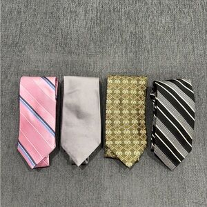 Elegant Men's Tie Set - Pink, Gray, Gold, Black Brooks Bros, TREVI, & Stacy Adam
